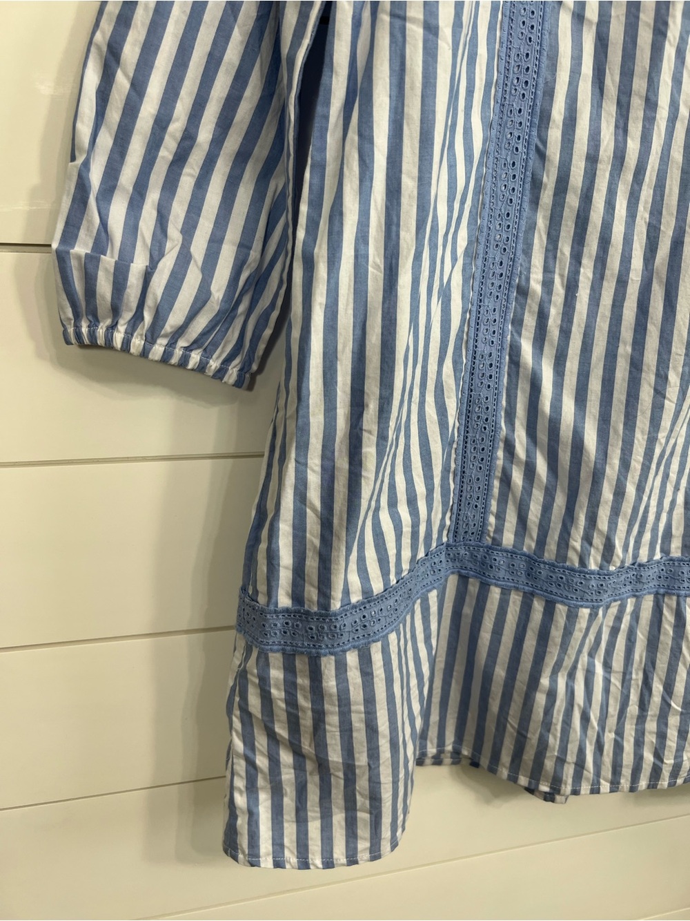 Lands’ End Blue Stripe 100% Cotton Tunic Dress Womens Medium Coastal Cottagecore - Picture 7 of 16